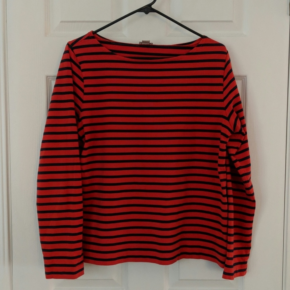J. Crew striped boatneck thick long sleeve tee
